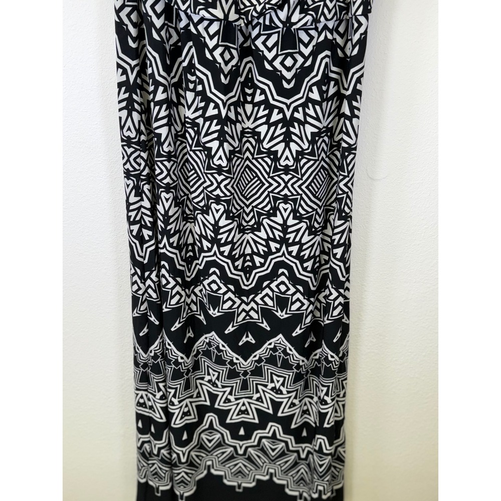 Alfani Womens Black White Geometric Print Maxi Dress Bow Accent Large‎ - Picture 5 of 8